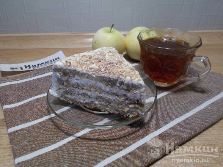 Яблочный ПП торт без сахара и муки с творожным кремом на сковороде