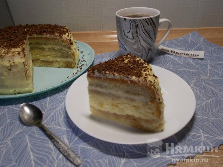 Вкусный бисквитный торт в мультиварке с заварным кремом