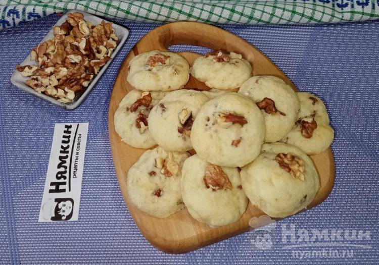 Творожное печенье с изюмом и грецкими орехами в духовке